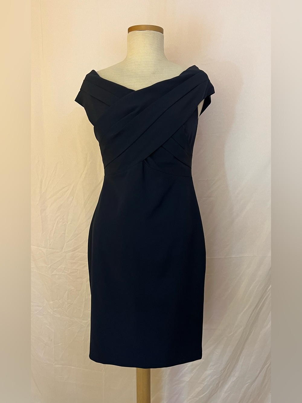 Lauren Ralph Lauren One-Shoulder Navy Twist Sheath Dress